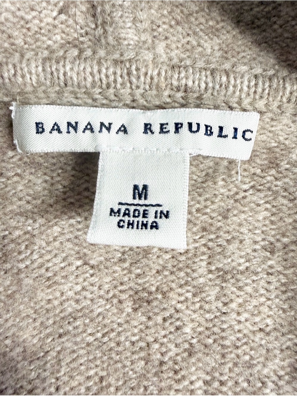 Banana Republic Lambswool Cashmere Belted Hooded Cardigan Sweater M Beige - Picture 4 of 7